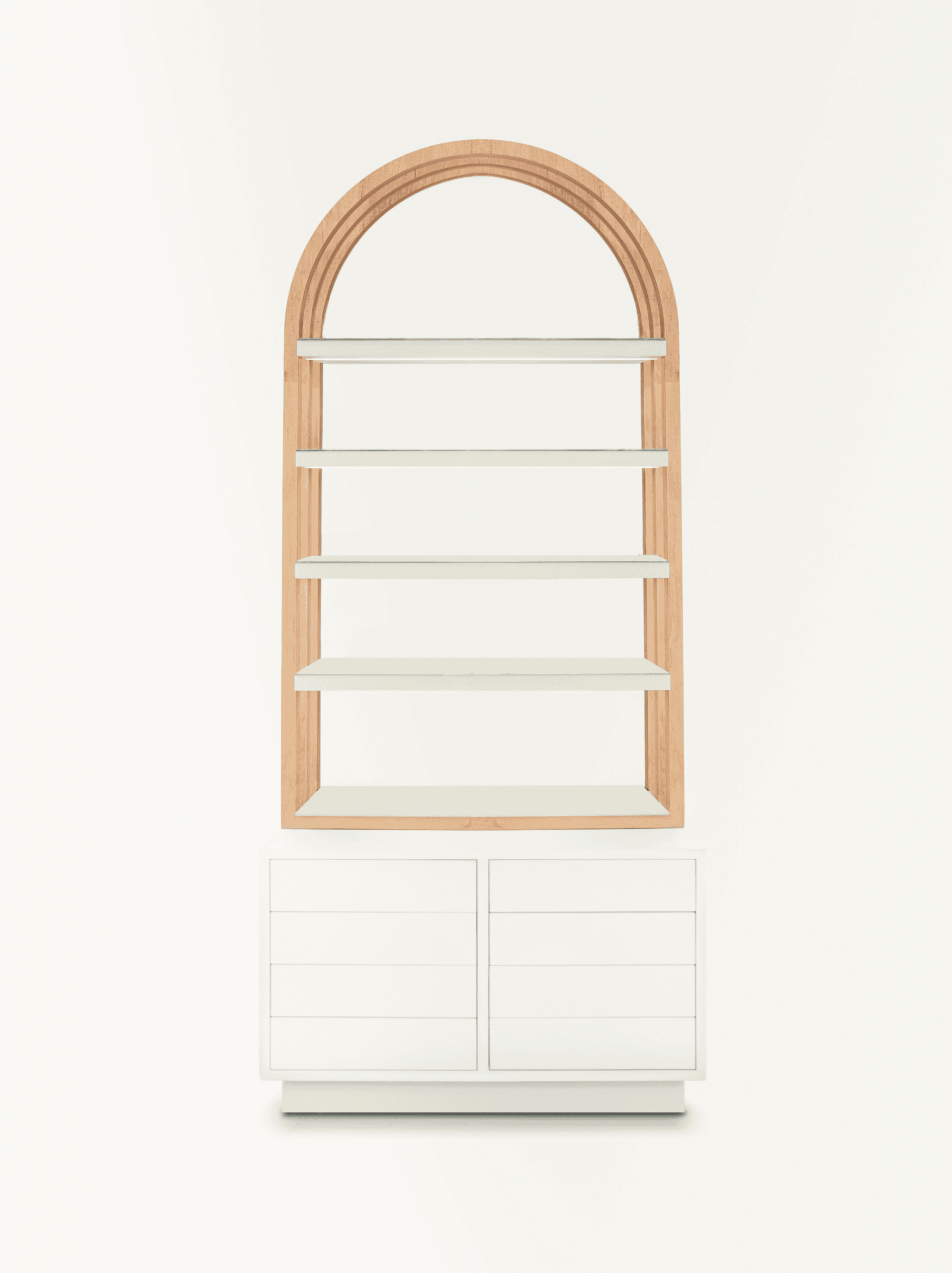 Expositor de productos con baldas y cajoneras, ideal para negocios. Mobiliario exclusivo, funcional y diseñado por EstudioAMA